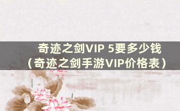 奇迹之剑VIP 5要多少钱（奇迹之剑手游VIP价格表）